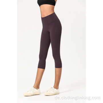 3/4 lange Yogahose mit hoher Taille